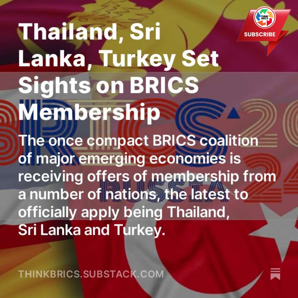 RealBRICSnews's tweet photo. Want to know why #Thailand, #SriLanka, and #Turkey are eyeing BRICS membership?
Read on to understand the potential geopolitical shifts if these diverse nations join the influential emerging economies bloc. 👀
👉 https://t.co/aE8Ms1RkuQ
#BRICS #EmergingPowers #GlobalRealignment https://t.co/gcOIvqcX55