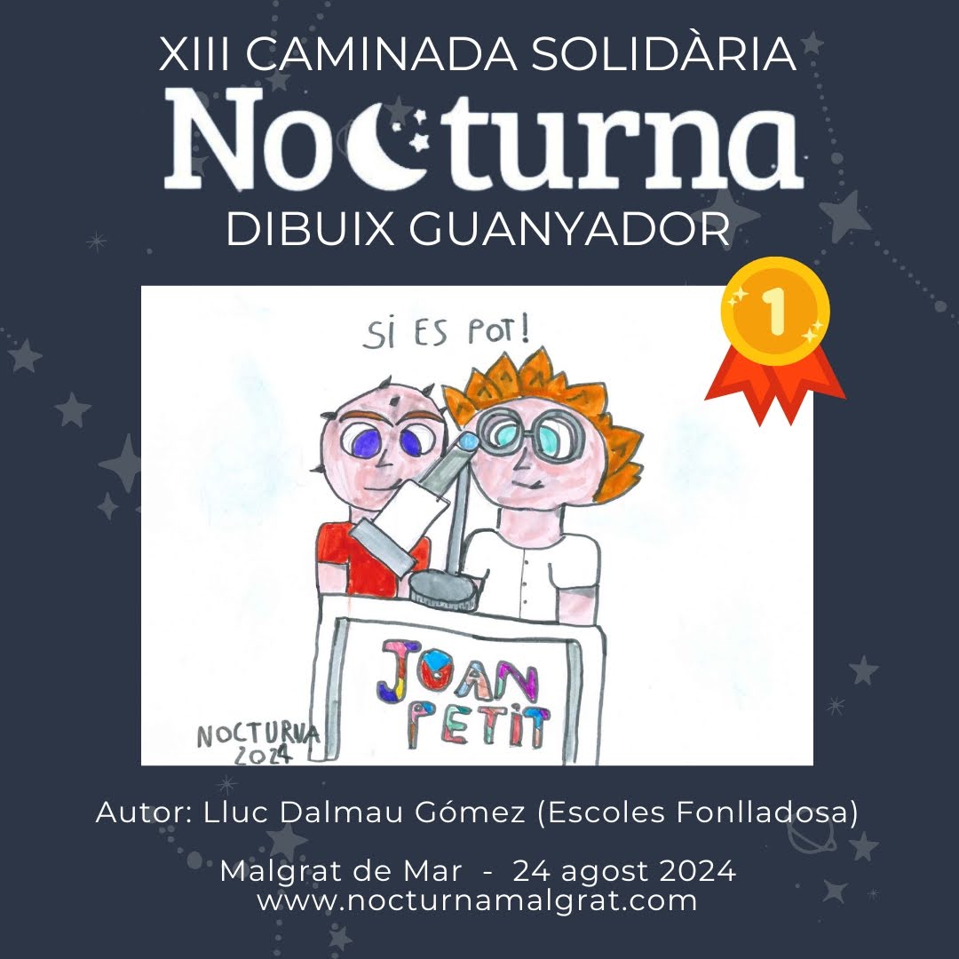 Ass. Nocturna Malgrat de Mar (@nmalgrat) on Twitter photo Enhorabona Lluc i <a href="/escfonlladosa/">Escoles Fonlladosa</a> !
Ja tenim dibuix pel dorsal de la Nocturna 2024
Inscripcions a ⬇️
nocturnamalgrat.com
#caminadasolidària #24dagost #cancerinfantil <a href="/AmicsJoanpetit/">Amics Joan Petit</a> <a href="/VHIR_/">Vall d'Hebron Institut de Recerca</a> <a href="/ajmalgrat/">Aj de Malgrat de Mar</a> <a href="/stasusanna_cat/">Ajuntament de Santa Susanna</a> Enhorabona Lluc i <a href="/escfonlladosa/">Escoles Fonlladosa</a> !
Ja tenim dibuix pel dorsal de la Nocturna 2024
Inscripcions a ⬇️
nocturnamalgrat.com
#caminadasolidària #24dagost #cancerinfantil <a href="/AmicsJoanpetit/">Amics Joan Petit</a> <a href="/VHIR_/">Vall d'Hebron Institut de Recerca</a> <a href="/ajmalgrat/">Aj de Malgrat de Mar</a> <a href="/stasusanna_cat/">Ajuntament de Santa Susanna</a>