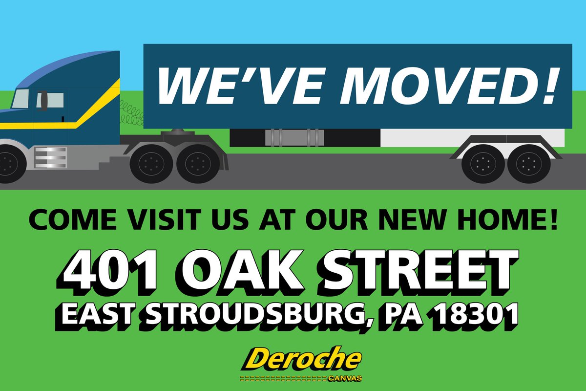 We’ve moved up (and a little over) to a bigger facility in East Stroudsburg, PA. Come check out our new digs as we utilize this new facility to help serve you better than ever!
1-800-DEROCHE
derochecanvas.com
#Truckers #Trucking #Tarp #Hauling #Waste #Construction #USAMade