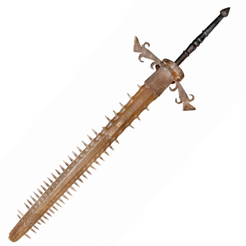 JagvarGames's tweet photo. The giant two-handed sword that belonged to the Bavarian Prince-Elector Maximilian II, made from a sawfish snout, 1689. The thing is enormous; it’s only with someone beside it for scale that you realise how big it is. https://t.co/JLz5QNgIVj
