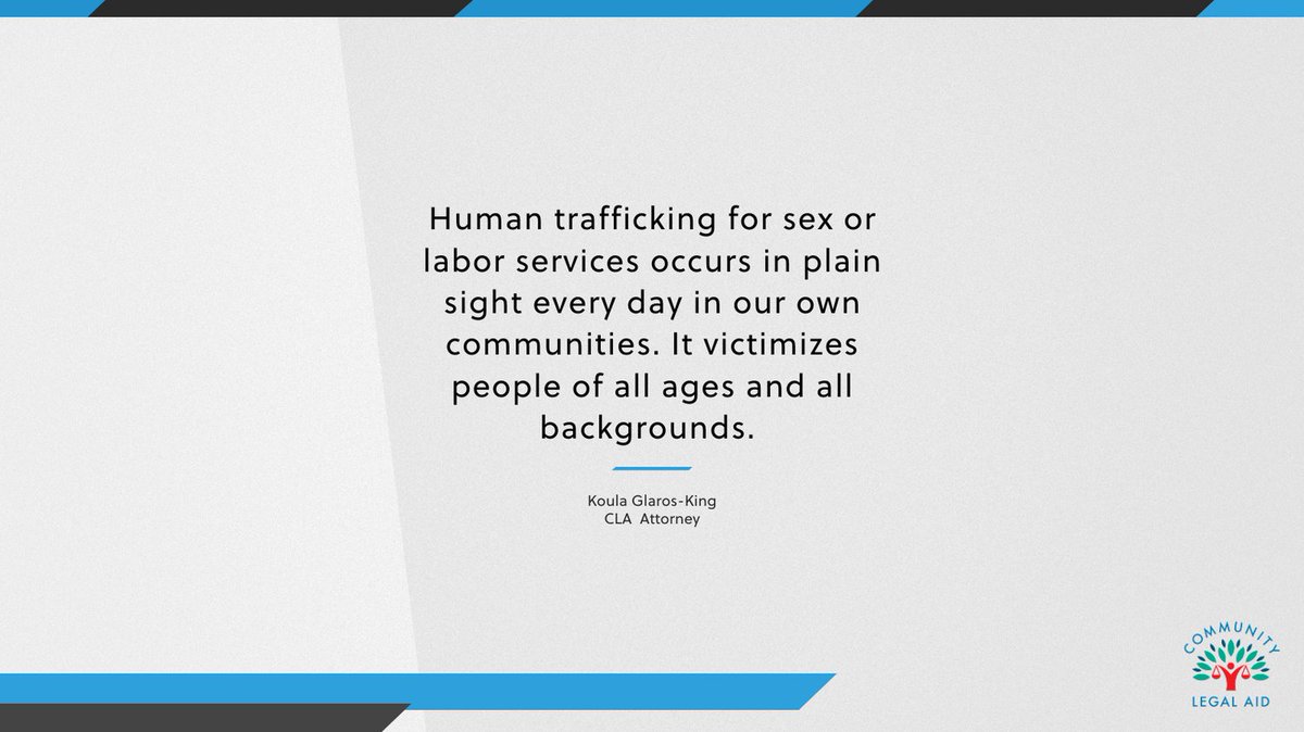 Human trafficking is nothing more than slavery, which we abolished almost two centuries ago. 

Identifying and prosecuting it and providing restorative resources to victims matters.  

Read more about this week's Big Idea here: communitylegalaid.org/news/when-can-…