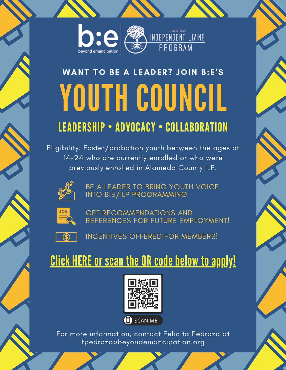 Want to have a say in future B:E programming? Eager to make your voice heard? The Youth Council is perfect for you! Don’t miss out—applications are due in just 2 days, on June 7th. Apply using the flyer QR codes.