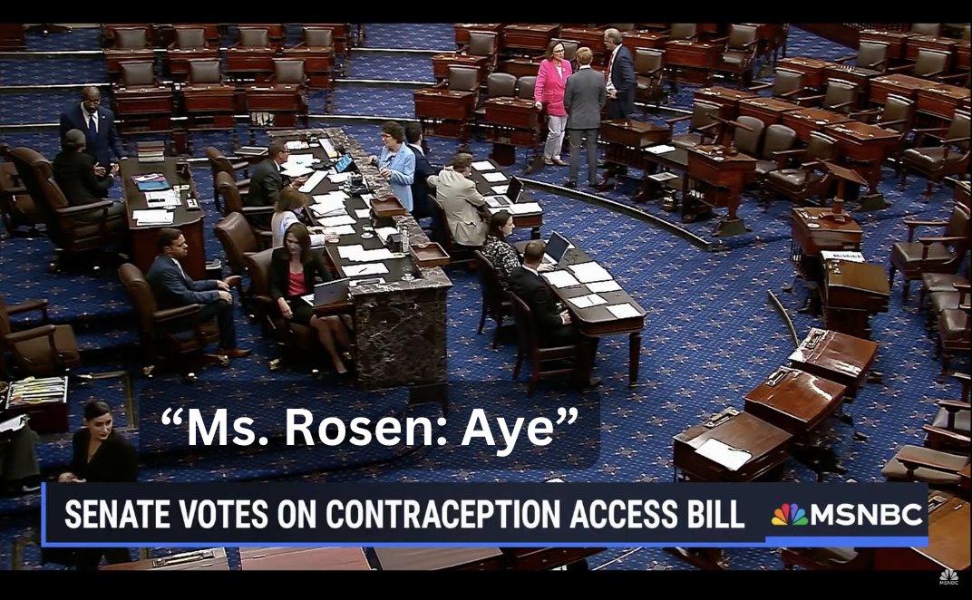 BattleBornProg's tweet photo. Our U.S. Senator, @SenJackyRosen, just voted Yes on the Right to Contraception Act, which would put the right to birth control into federal law! #ReproFreedom #RightToContraceptionAct #NVSEN https://t.co/yCFi7oaBVV