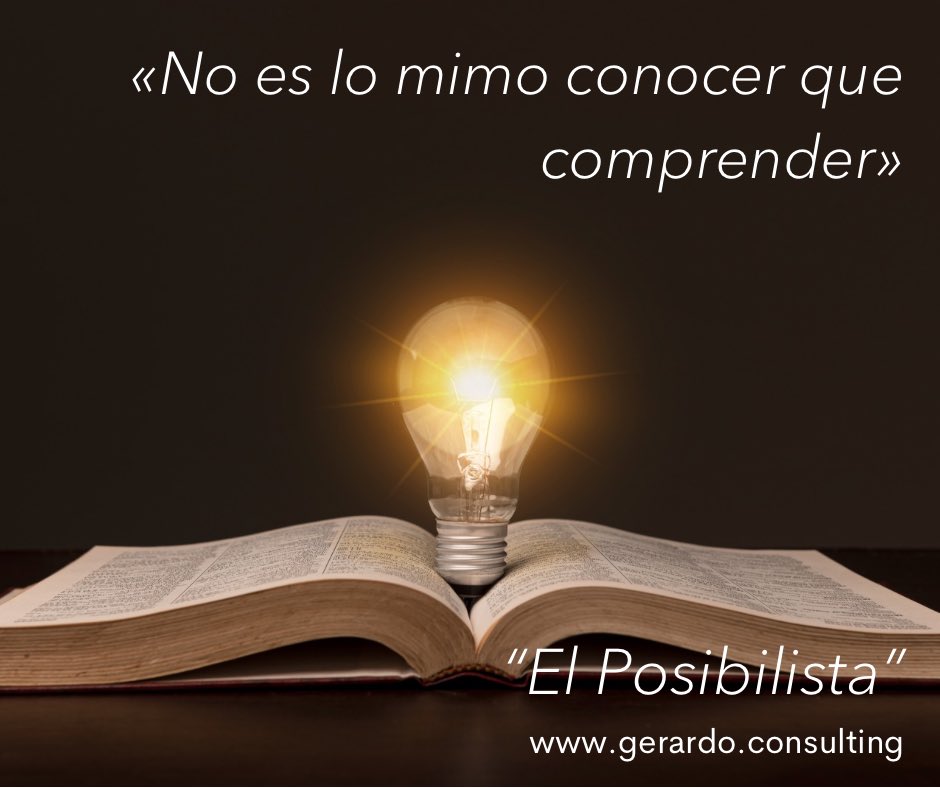 No es lo mismo conocer que comprender. Conocer nos faculta para saber, mientras que comprender nos abre un camino para saber hacer.

Esa capacidad de darnos cuenta de las cosas…observarnos a nosotros mismos con el poder de reconocer quiénes somos.

#elposibilista #Yosoymifuturo