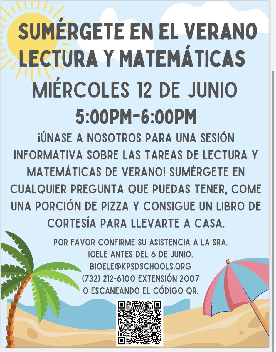 Please join us on June 12th <a href="/KeyportCentral/">Kevin Flynn</a> from 5-6 PM to learn more about Summer Literacy and Mathematics Programming! All district families are invited! Complimentary 📚! 🍕will be served!