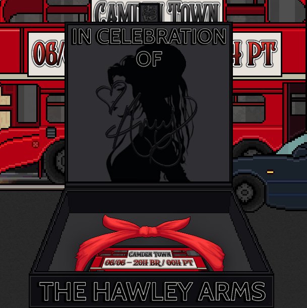 Convidamos a comunidade para viajar a Londres, para celebrar o legado de Amy Winehouse no pub favorito da Amy, o The Hawley Arms 🎷

Ao final, iremos nos aventurar em um quiz sobre a Amy com emblema exclusivo dentro do pub 🎶

📅 06/06 (Amanhã)
⏱️ 20h BR / 00 PT

🎺🎷