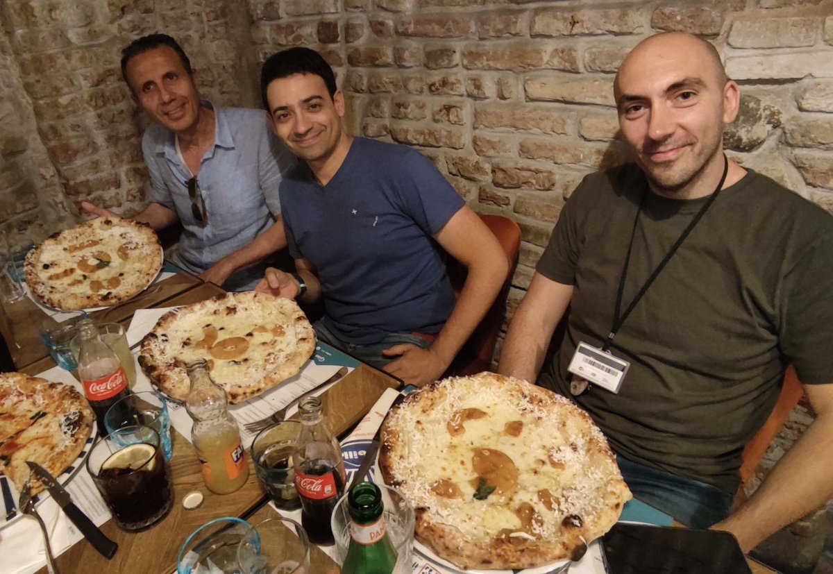 After the #reading_group of today,  we decided to study <a href="/ginosorbillo/">Gino Sorbillo Pizza</a>’s #pineapple pizza—but the younger ones weren't brave enough… <a href="/DPalasgo/">Dario Palasgo</a> Federico Michelotto <a href="/FrnCava/">Francesco Cavaliere</a> <a href="/MFischetti/">Matteo Fischetti</a> <a href="/dominiqs81/">Domenico Salvagnin</a> Roberto Roberti <a href="/AliceRaffaele1/">Alice Raffaele</a>