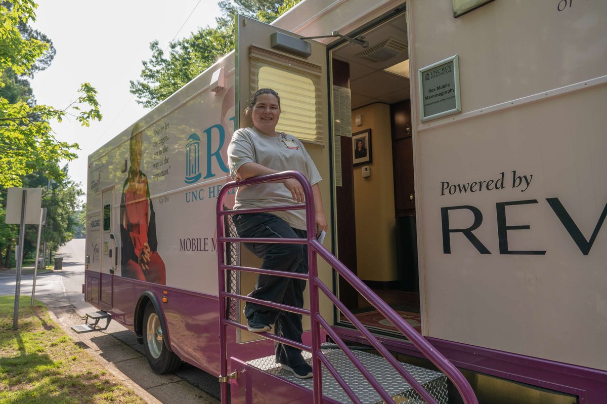 raleighpolice's tweet image. Today, headquarters got a visit from the Mobile Mammography bus. Our Records Supervisor Heather utilized this service &amp;amp; her cancer was caught. She has been resilient in her battle &amp;amp; is now cancer-free! Her message is encouraging others to #GetOnTheBus &amp;amp; get their mammogram scan.