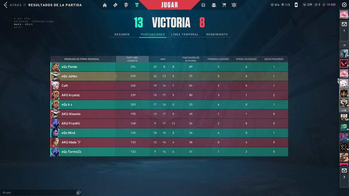 Ganamos a <a href="/TeamAkuAku/">Team Aku Aku</a> 13-8, y qualeamos a playoffs, hard work pays off