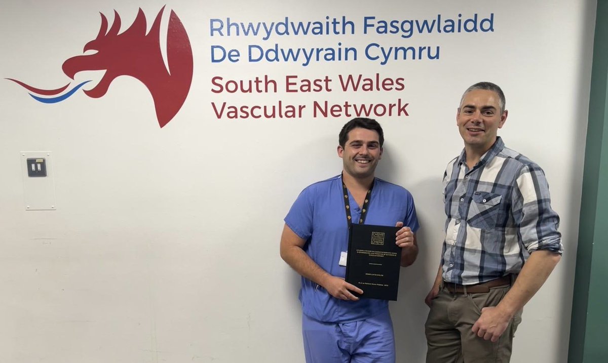 Dave Bosanquet (@davebosanquet) on Twitter photo Huge congratulations to <a href="/BrenigGwilym/">Brenig Gwilym</a> who has been awarded his <a href="/cardiffuni/">Cardiff University</a> PhD!
The culmination of work with <a href="/VascResearchNet/">VERN</a> <a href="/CTRCardiffUni/">CTRCardiffUni</a> <a href="/AneurinVascular/">Aneurin Bevan Vascular Department</a> including GIVE & the <a href="/ResearchWales/">Health and Care Research Wales</a> funded PERCEIVE projects.
With superb mentorship from <a href="/adriangkedwards/">adrian gk edwards</a> & <a href="/emma_tj1/">Dr Emma Thomas-Jones</a>. Huge congratulations to <a href="/BrenigGwilym/">Brenig Gwilym</a> who has been awarded his <a href="/cardiffuni/">Cardiff University</a> PhD!
The culmination of work with <a href="/VascResearchNet/">VERN</a> <a href="/CTRCardiffUni/">CTRCardiffUni</a> <a href="/AneurinVascular/">Aneurin Bevan Vascular Department</a> including GIVE & the <a href="/ResearchWales/">Health and Care Research Wales</a> funded PERCEIVE projects.
With superb mentorship from <a href="/adriangkedwards/">adrian gk edwards</a> & <a href="/emma_tj1/">Dr Emma Thomas-Jones</a>.