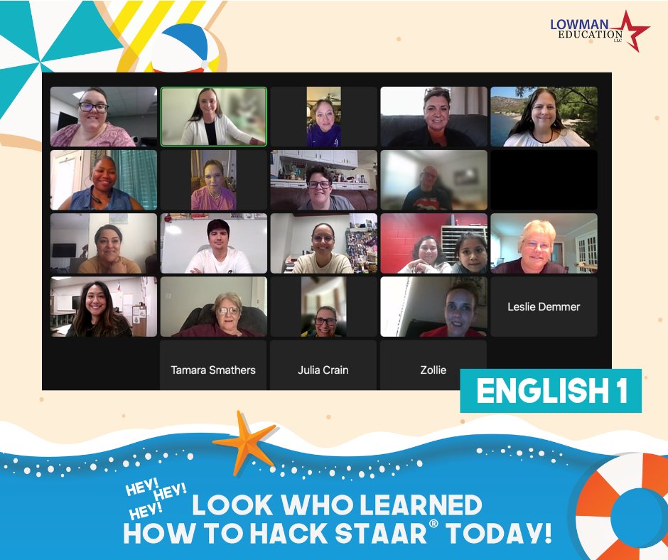 Thanks for attending our English 1 training today! Join us for our next free training session during our summer Zoom series: tinyurl.com/522aerd9