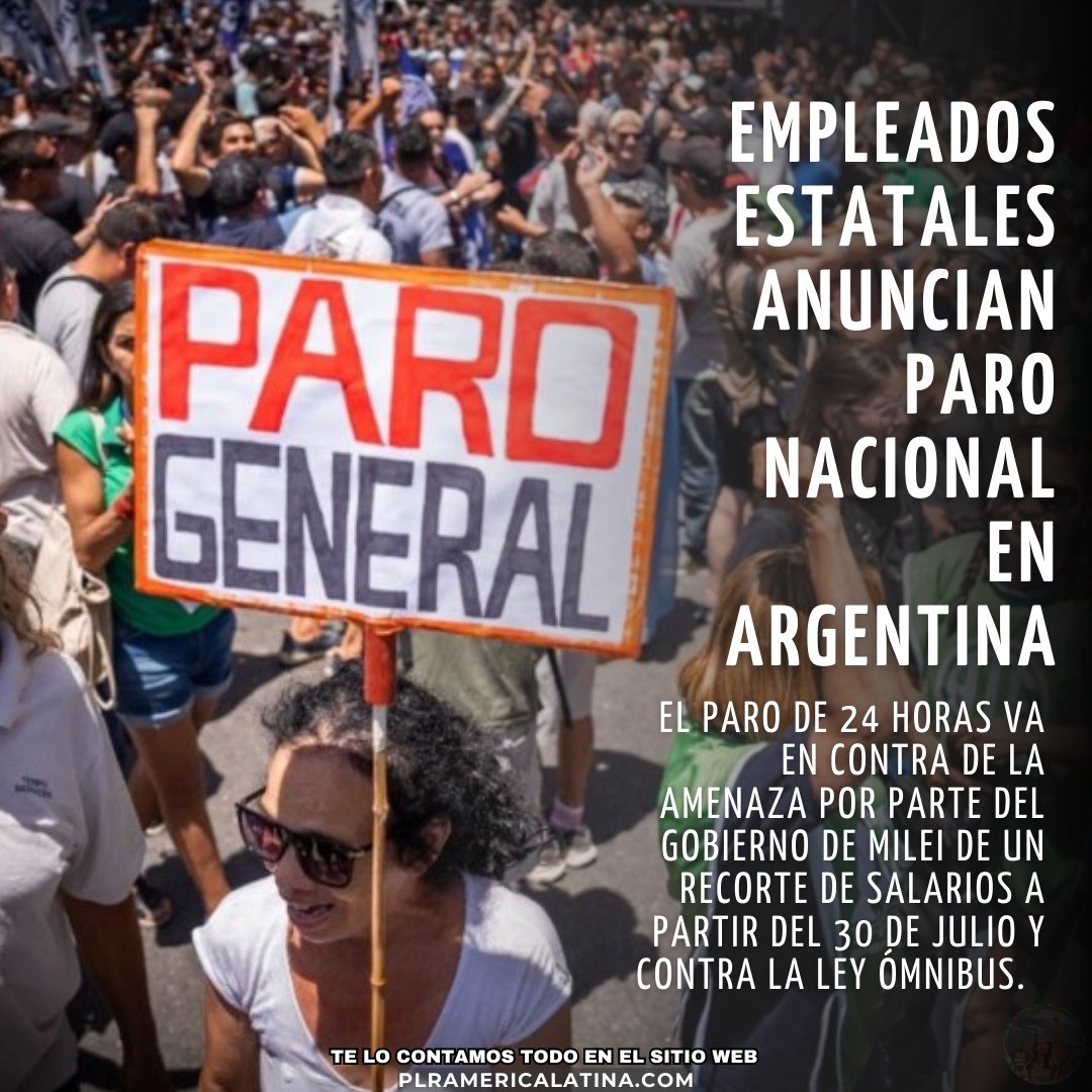 Razones del Paro:
Amenaza de recorte salarial: El Gobierno de Milei planea un recorte de salarios a partir del 30 de julio

Ley de Bases (Ley Ómnibus):
Debate en la Cámara Alta: Aún sin fecha definida.