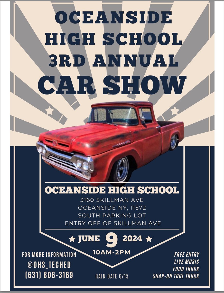 OSchoolsPR's tweet photo. Come see our beauty, transformed by our students. ✨ There will be other cars, the Snap-on-Tools Truck, live music, food, & more!!
We hope to see you at our third Annual OHS Car Show this Sunday from 10 am to 2 pm.
#ThisIsOSD⚓️ https://t.co/0rtmOXZNPL