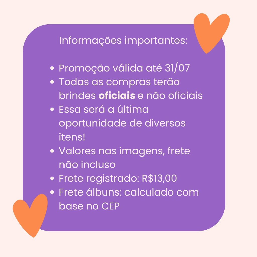 🍬SWEET PROMOÇÃO🍬

Promoção válida até 31/07!!

Informações na imagem

Catálogo: drive.google.com/drive/folders/…

Para pedir, chamar na DM💜