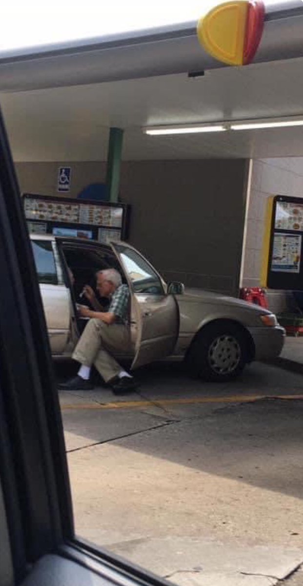 MustangMan_TX's tweet image. TODAY AT SONIC! 🙌

Too bad these types of images don’t get the same amount of views as a girl in a bikini…

The elderly gentleman came around to the passenger side of his car to sit down and spoon feed his wife ice cream!