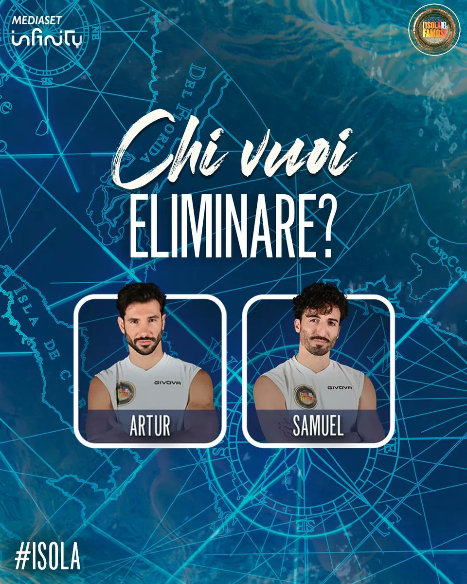 IsolaDeiFamosi's tweet photo. TELEVOTO FLASH IMPORTANTISSIMO! ⚠️
Chi vuoi eliminare tra Artur e Samuel?
#Isola https://t.co/hjW20Q9YMG