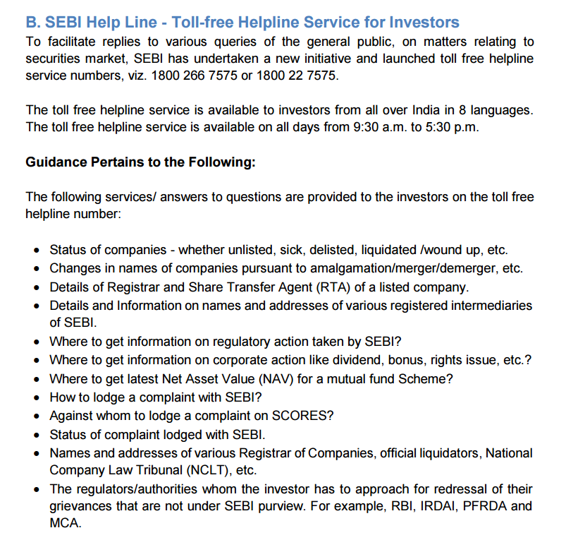 oanupam's tweet photo. One can easily call them to get help on the following points. Eg. Transfer of Shares or Lodging complaint for any Fraud in stock Markets. https://t.co/J8NHVVFldw