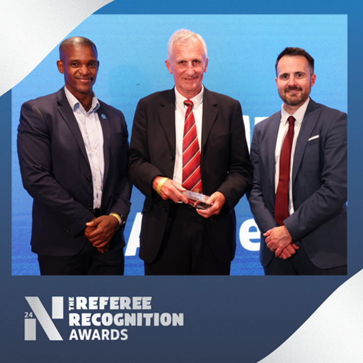 FARefereeing's tweet photo. Congratulations also to Paul Daniel from @JerseyFA, who has been recognised with Highly Commended in the Lifetime Achievement Award. 🙌
#RRA24 https://t.co/ut0oRxDkxU