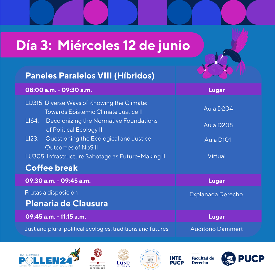 intepucp's tweet photo. #EventoINTE | Pollen24 🌍🌿 Te invitamos a revisar los temas que se abordarán en la plenaria y las paralelas del tercer día, 12 de junio, aquí ⬇

✅Regístrate y conoce más de POLLEN24 Lima aquí:
https://t.co/Z6JO9WQPap https://t.co/mu2RV2XaJC