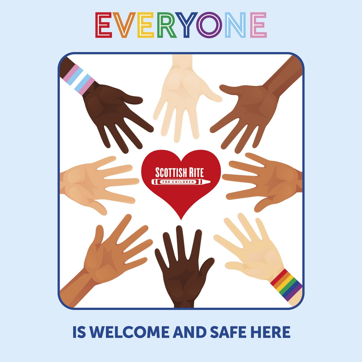 🌈 At Scottish Rite for Children, everyone is welcome and safe. We celebrate each other because we know embracing our differences makes us stronger. Let's honor diversity this #PrideMonth and create a safe, supportive community where everyone belongs! ❤️🧡💛💚💙💜
