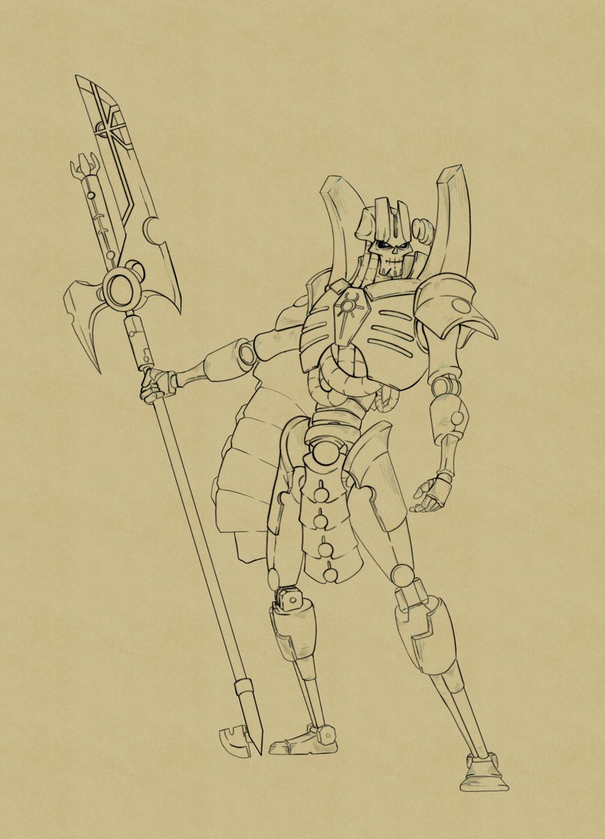 Geleren2's tweet photo. Here's the line art from yesterday's post. Quite happy with how my line art quality is turning out lately, hopefully can get a more consistent rendering style too.

#sketch #nercon #digitalart #lineart #warhammer40k #warhammer #Fanart #WIP #alien #robot https://t.co/NdkXsFJ9Zl