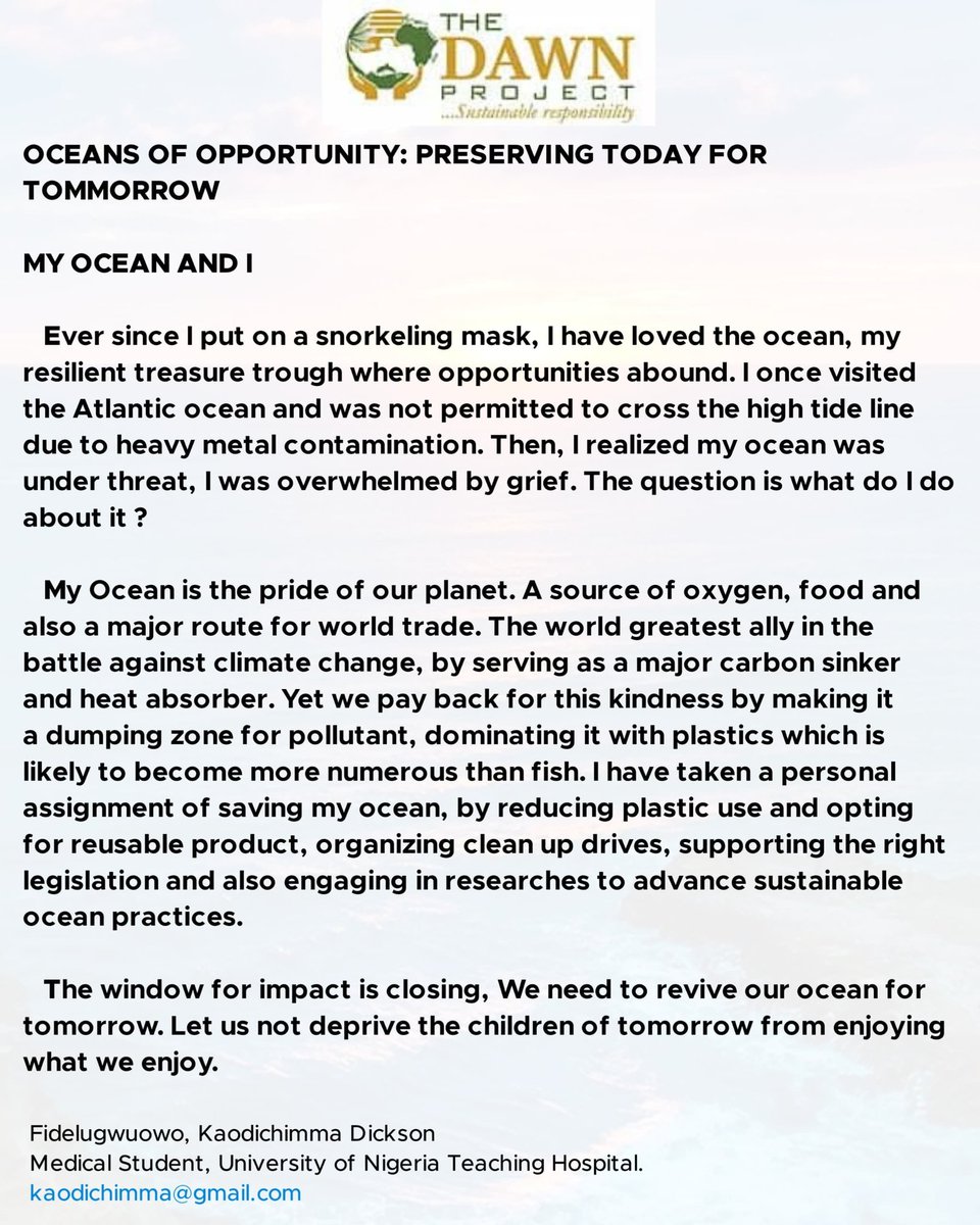 Kaodichimma (@kachi_silencer) on Twitter photo #Dawnoceansofopportunity #2024dawnprojectcompetition
<a href="/dawnprojectng/">dawnprojectnetwork</a>
My Love for the Ocean😊 #Dawnoceansofopportunity #2024dawnprojectcompetition
<a href="/dawnprojectng/">dawnprojectnetwork</a>
My Love for the Ocean😊