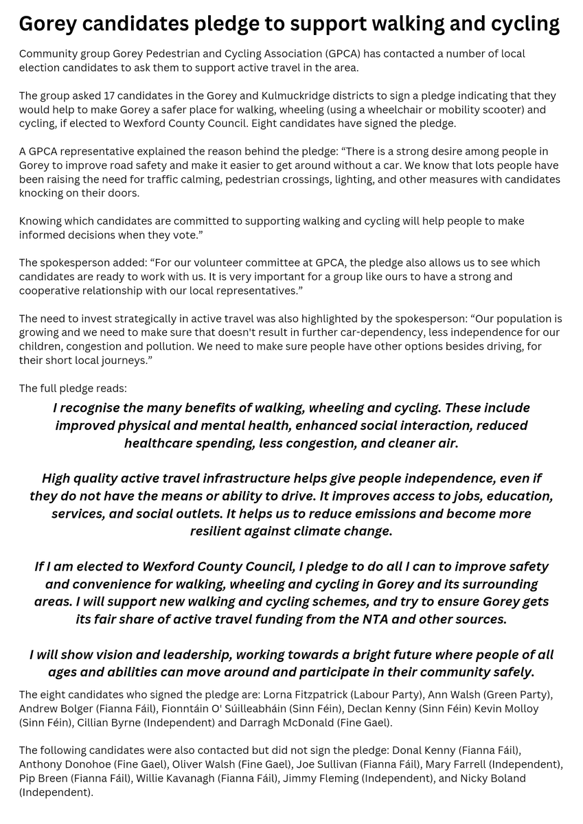 Gorey Pedestrian & Cycling Association tweet media