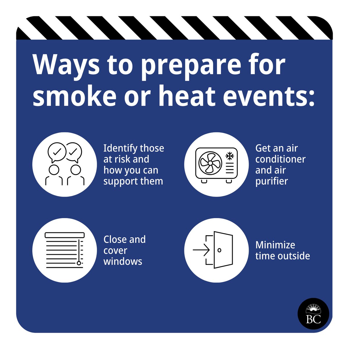 BCGovNews's tweet photo. Extreme heat and smoke can be a serious risk to the health and well-being of people, especially seniors and those with medical conditions. Preparing early can help. Visit https://t.co/V4I12ZCIjp for essential information on how to stay safe and support others in your community. https://t.co/tjVLUPGqFm