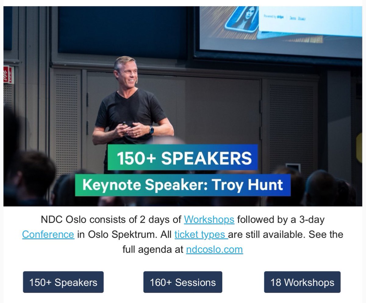 troyhunt's tweet image. It’s almost @NDC_Conferences Oslo time! 🇳🇴