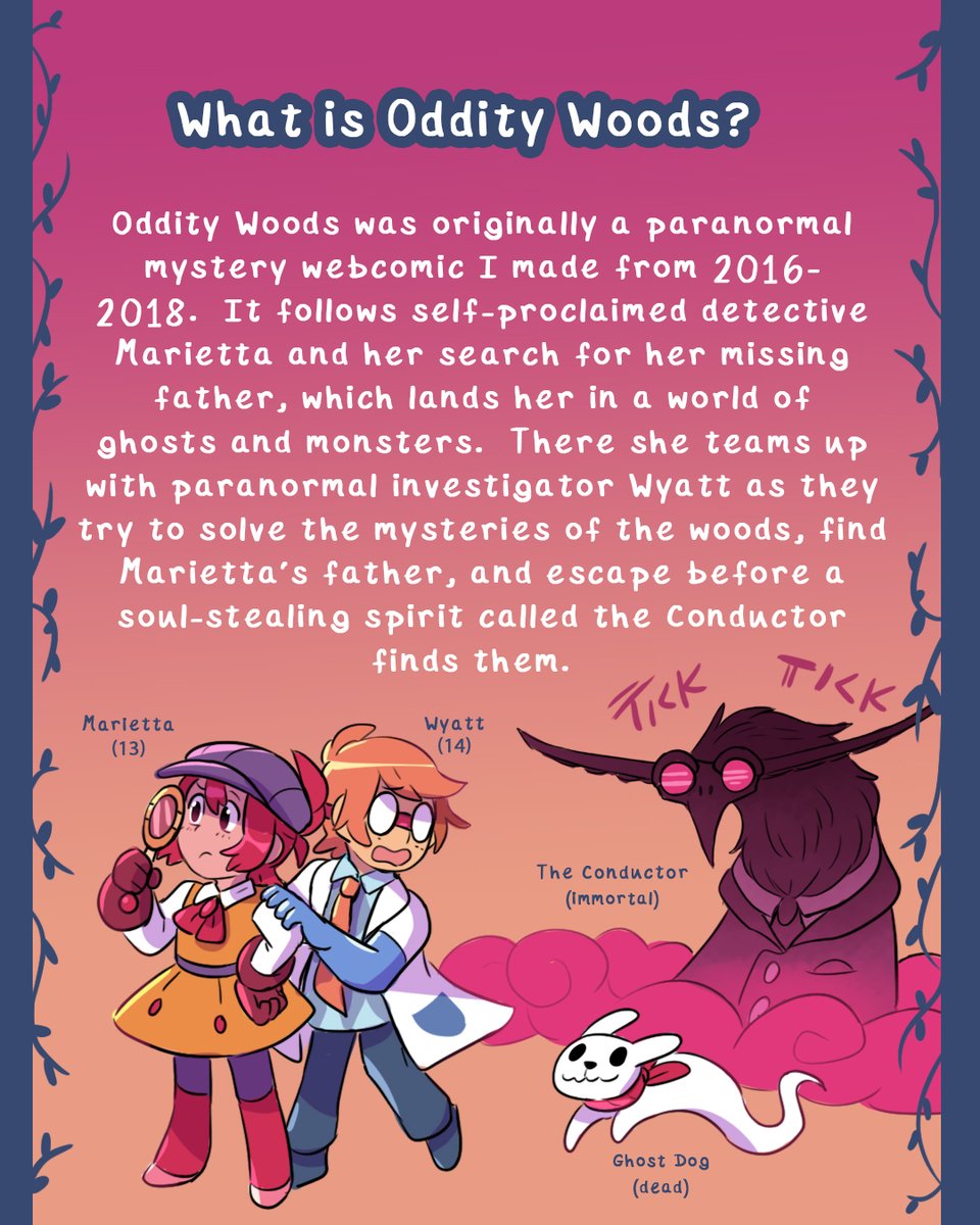 kaydavault's tweet photo. What is Oddity Woods?!  It's the webcomic I used to make, now a graphic novel series! There are GHOSTS and MURDERS, and GHOST MURDERS.  Someone dies.  It's spooky. https://t.co/A6Q7meX6Il