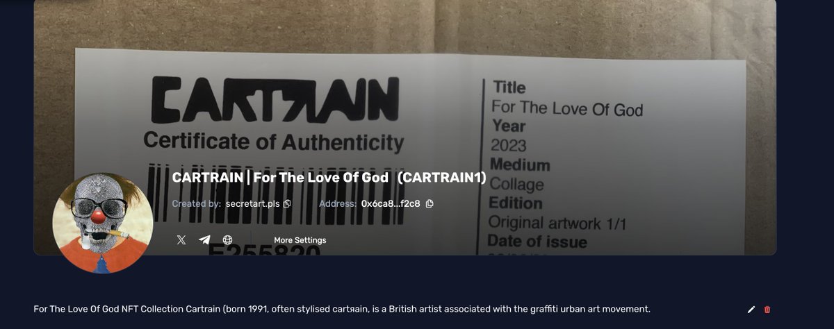 CARTRAIN | for The Love Of God NFT collection on Mintra.
#Mintra #pulsechain #cartrain
app.mintra.ai/nft/0x6ca8170b…
