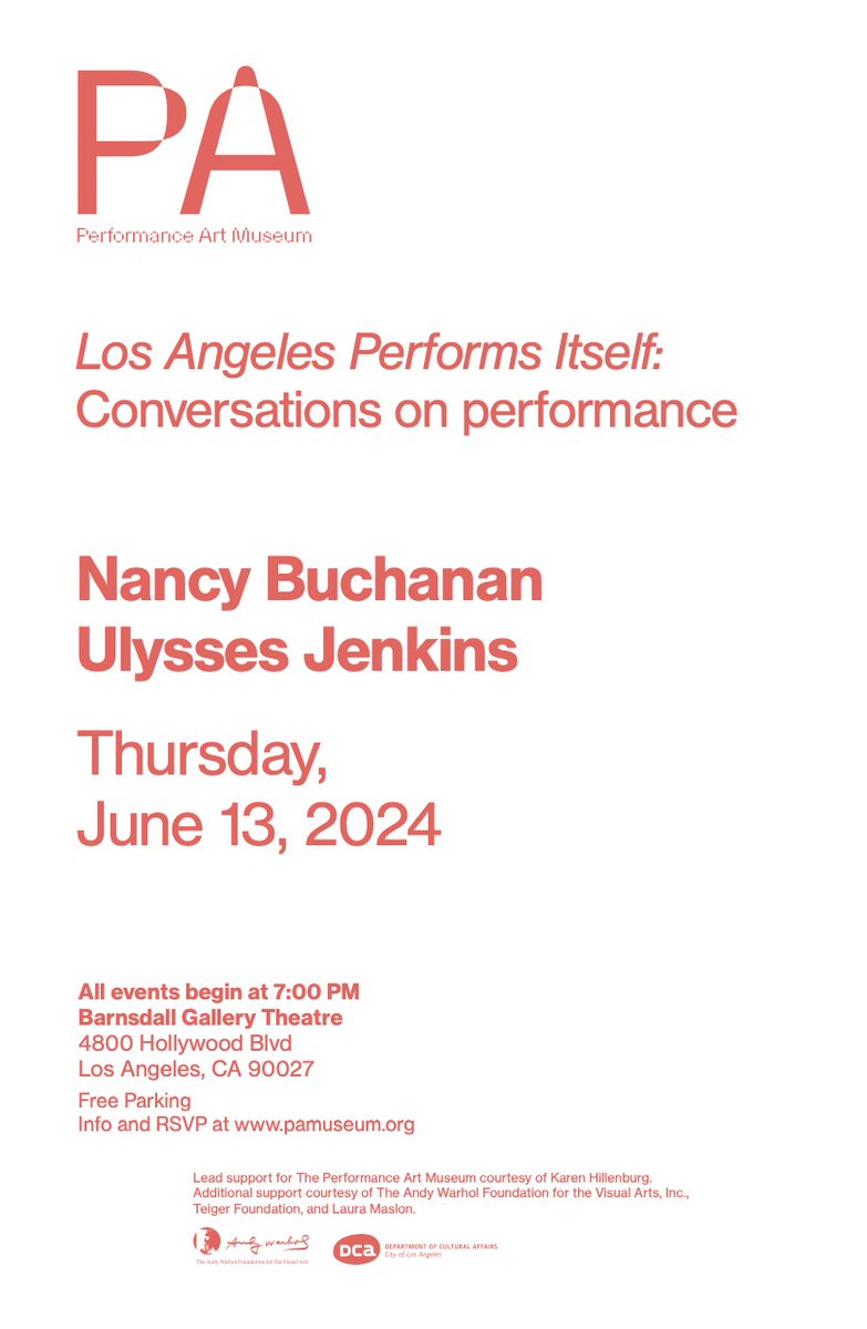 pamuseum_'s tweet photo. June 13 - Nancy Buchanan & Ulysses Jenkins in conversation at Barnsdall Gallery Theatre, moderated by Malik Gaines. Free RSVP at https://t.co/8oGaTIrDLu @barnsdall @LAMAGBarnsdall #performanceart #contemporaryperformance #art #LAthtr https://t.co/Xd25BktSxG