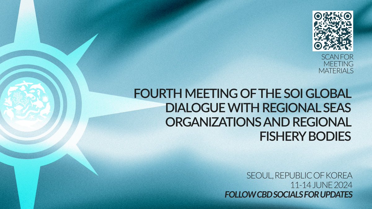 UNBiodiversity's tweet photo. The 4th #SOIGlobalDialogue with Regional Seas Organizations and Regional Fishery Bodies is starting soon! 

On the agenda: Enhancing cooperation for the #BiodiversityPlan and #BBNJ Agreement implementation.

📅11-14 June, Seoul, ROK
📃Documents: https://t.co/w9sDi0PkFy

#SOIGD4 https://t.co/ZqFyU8ccgC