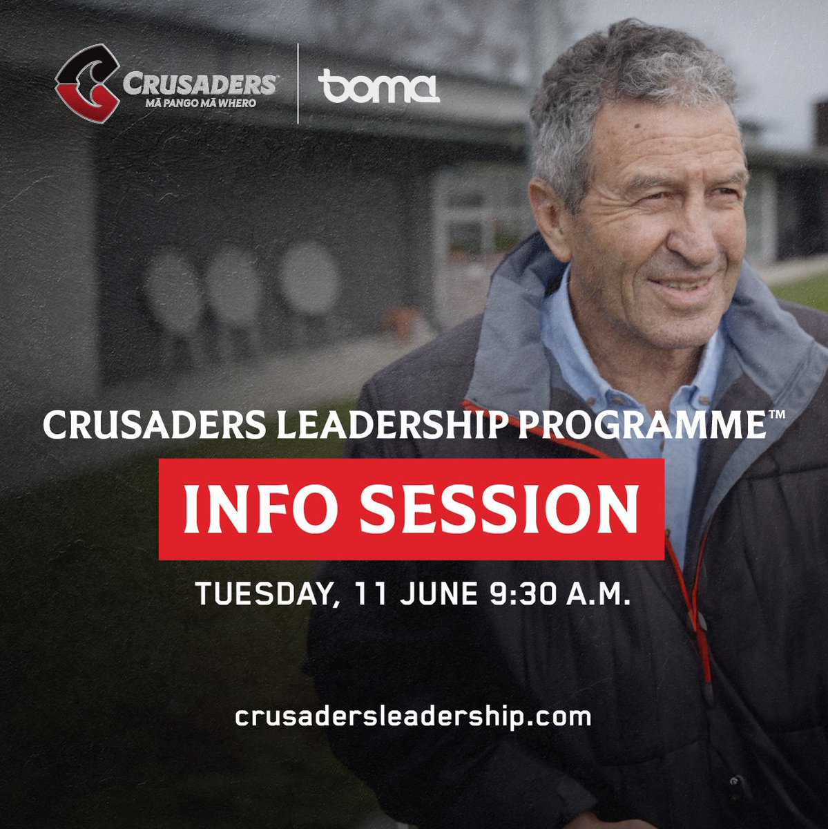 Got questions about the Crusaders Leadership Programme™?

NEXT WEEK...

We’re hosting a free, online info session about the Crusaders Leadership Programme™ at 9:30 a.m. on Tuesday, 11 June NZST.

Sign up for the free info session here: bit.ly/458p79X