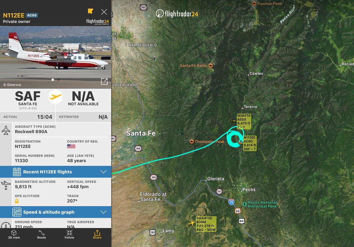 Bewickwren's tweet photo. Air attack and a helicopter from #IndiosFire over #ElMachoFire 
#NMFire
🔥🔥🔥

Flight from Santa Fe 
https://t.co/Auy060QMYI https://t.co/MNTxlZsOw7