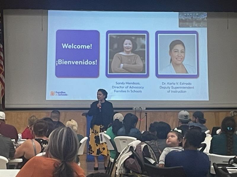 LAUSD_Achieve's tweet photo. On 6/3 @LAUSDDepSupInst brought her special greeting to nearly 200 parents @Sepulveda MS for early literacy training. @FamsInSchools & DOI staff shared the Science of Reading guide for families and updates on the District’s #Read2Lead initiatives.#LAUSDReads https://t.co/YYSIGaENdQ