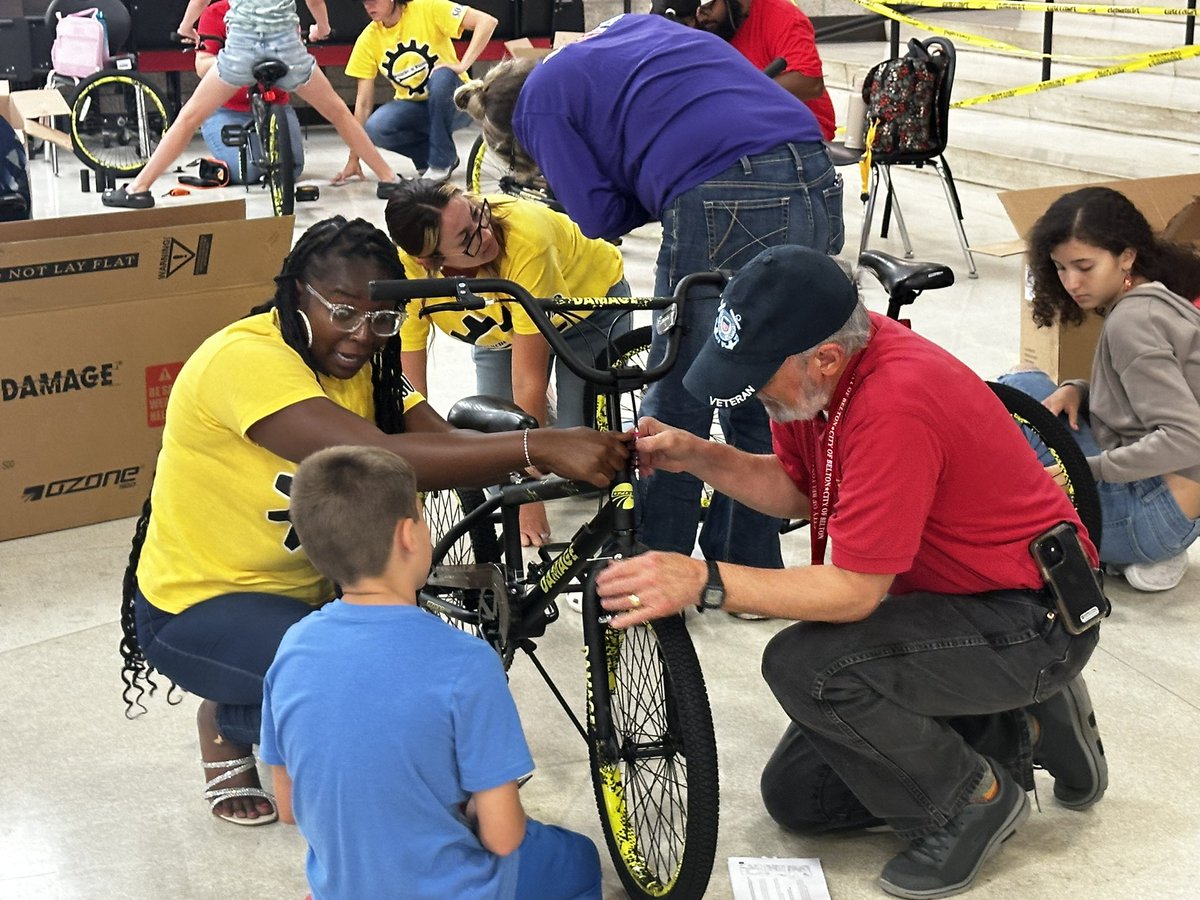 HollyMoore83's tweet photo. What a great afternoon with community partners and @BeltonISD watching students persevere and use critical thinking to build bicycles of their very own! #wrenchestowheels https://t.co/hx5soCztgf