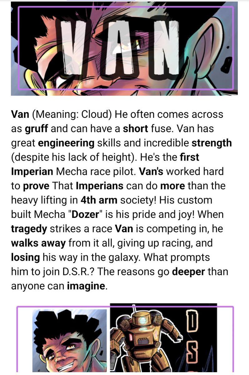 NJJSTUDIOART's tweet photo. Character bios from D.S.R. volume no.2! Hit the link and join the kickstarter! https://t.co/wwP83r6rps
#visdev #characters #myocs #scifibooks #kickstarter #gofundme #90s_retro_anime #manga #webtoon #brzrkr #gijoe #darkwingduck #wayofkings https://t.co/Z06JnabKr9