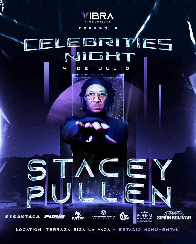 Concerts Music Venezuela (@concertsmusicve) on Twitter photo El Estadio Monumental “Simón Bolívar” buscará consolidarse en epicentro de la música electrónica con #CelebritiesNight y su variado line up: <a href="/staceypullen/">staceypullenofficial</a>, <a href="/freddybellofb/">Freddy Bello</a>, <a href="/vitrie_vitoli/">Vitrie Vitoli</a>, <a href="/GrPepe/">PepeGoitia</a>. Entradas: <a href="/VIBRAProduct/">VIBRA Productions</a> y <a href="/Redticket_ve/">redticket_ve</a> 🎧🏟️
🗓️ 4 de Julio
📍 Terraza Siga La Vaca El Estadio Monumental “Simón Bolívar” buscará consolidarse en epicentro de la música electrónica con #CelebritiesNight y su variado line up: <a href="/staceypullen/">staceypullenofficial</a>, <a href="/freddybellofb/">Freddy Bello</a>, <a href="/vitrie_vitoli/">Vitrie Vitoli</a>, <a href="/GrPepe/">PepeGoitia</a>. Entradas: <a href="/VIBRAProduct/">VIBRA Productions</a> y <a href="/Redticket_ve/">redticket_ve</a> 🎧🏟️
🗓️ 4 de Julio
📍 Terraza Siga La Vaca