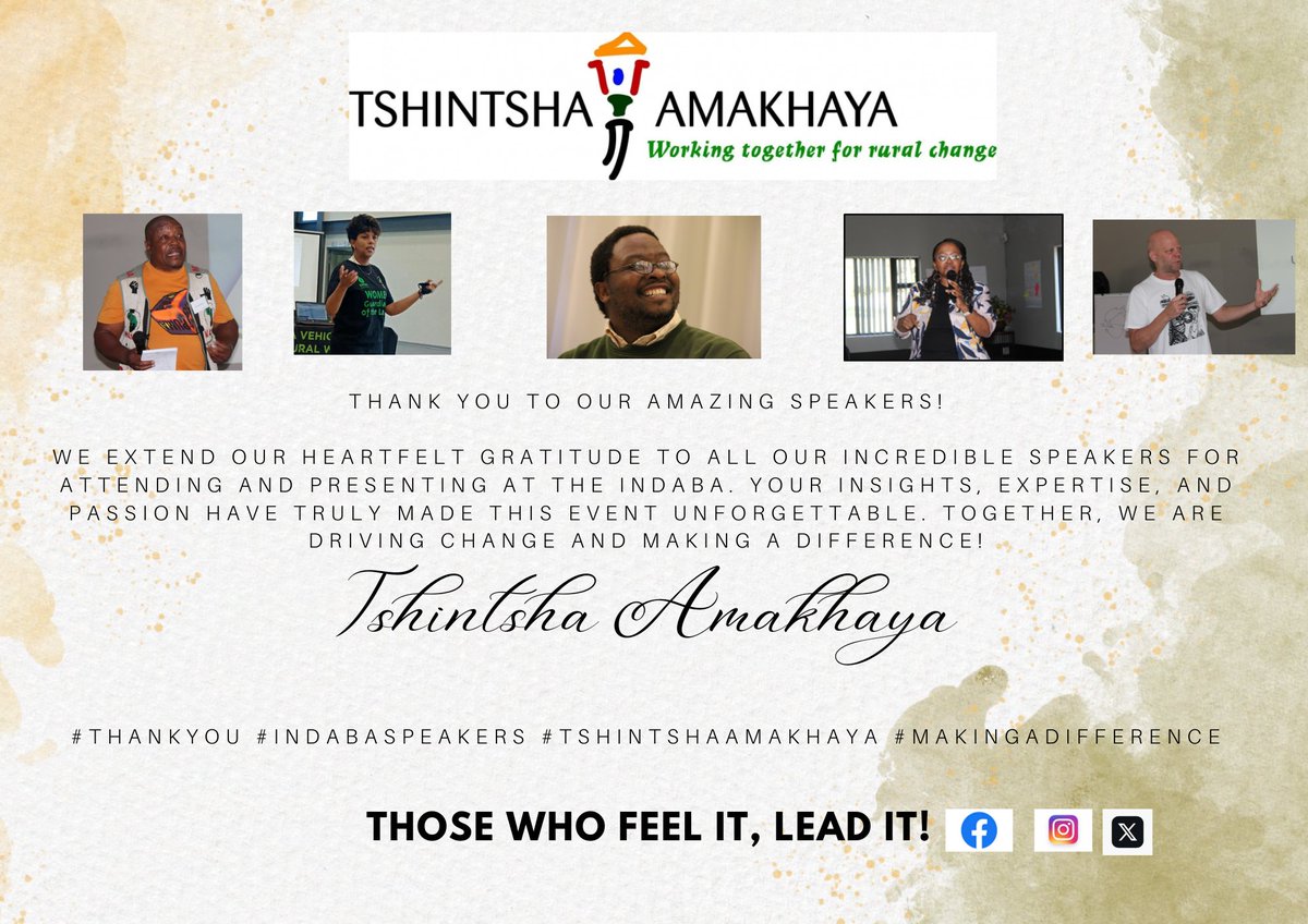 🌟 #Throwback A huge thank you to our amazing speakers for their insights and passion at the Indaba! Your contributions are driving change. #ThankYou #IndabaSpeakers #TshintshaAmakhaya #LandRights #FoodSovereignty #WaterRights 🌟