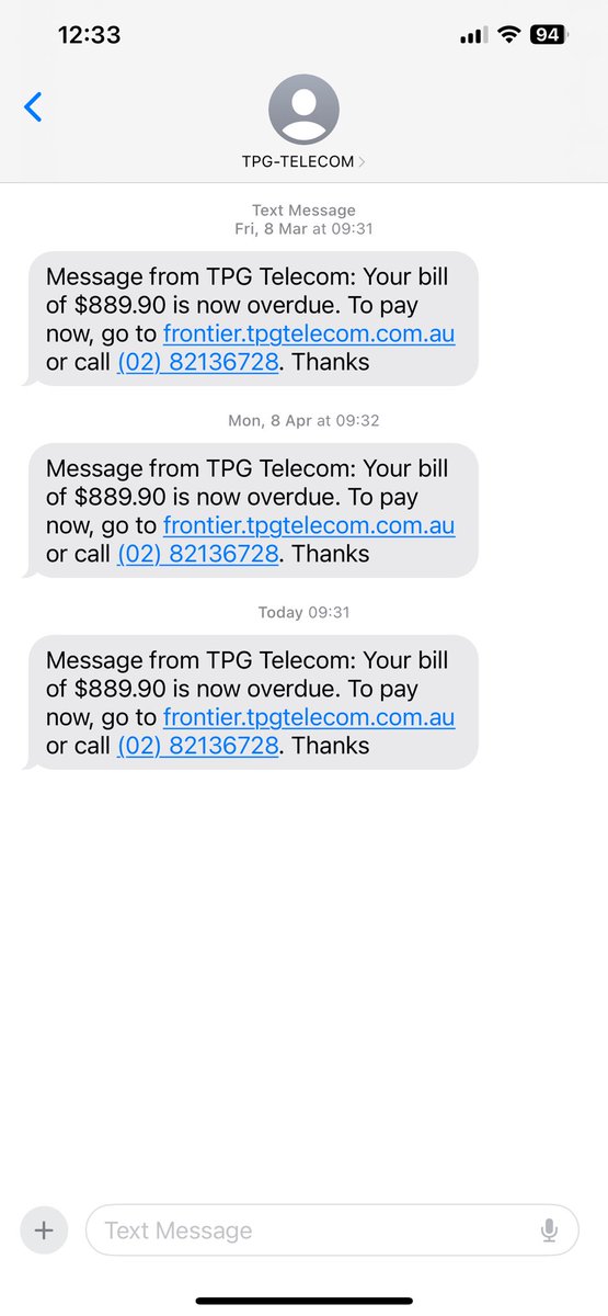 cabletie's tweet photo. @Optus since March these theives have been spamming using your network. How is it possible that have not been shut down yet? https://t.co/IGn0ldKMCi