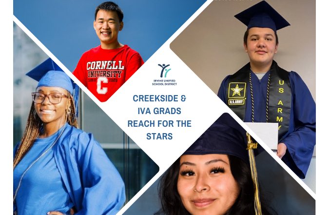 Meet four incredible grads from Creekside High &amp; IVA who’ve overcome challenges to pursue their dreams! 

To read about ⭐️Sanai Hudson⭐️Jeannine Velazquez ⭐️Daniel Reyes and ⭐️Kevin Chang’s powerful and inspiring stories, visit iusd.org/2024Grads. Congrats! 🎓 🥳🙌#IUSD