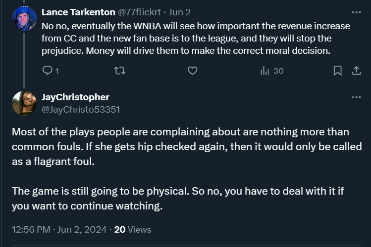 JayChristo53351's tweet photo. @77flickrt @just1nvest @CWilliamson44 Learn to read. lol
- I said most of the plays people are complaining about are common fouls. "Fouls" is plural, meaning more than one.
- I said if she gets hip checked again, then it would be called a flagrant. 

No never said they wouldn't upgrade it.

It's ok to be wrong. https://t.co/BmmpJtl43t