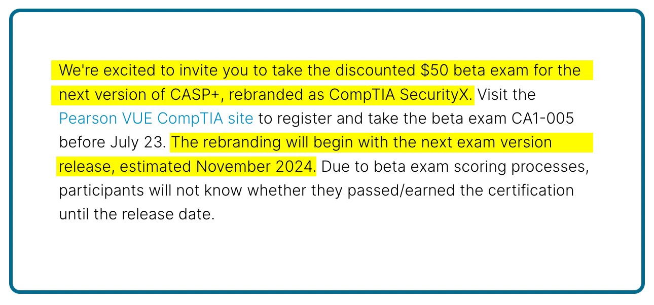Josh Madakor on X: &ldquo;CompTIA CASP+ is being rebranded as 