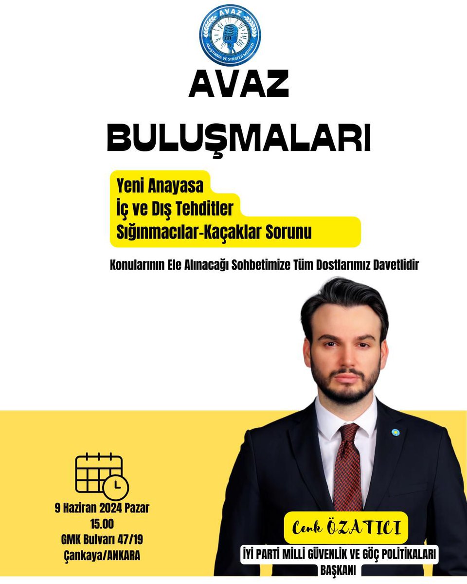 izzeterkan's tweet image. Yeni Anayasa İç ve Dış Tehditler Geçici Koruma Statüsündeki Sığınmacılar-Kaçaklar Sorunu...
Tüm dostlarımızı bekleriz...
#AVAZ