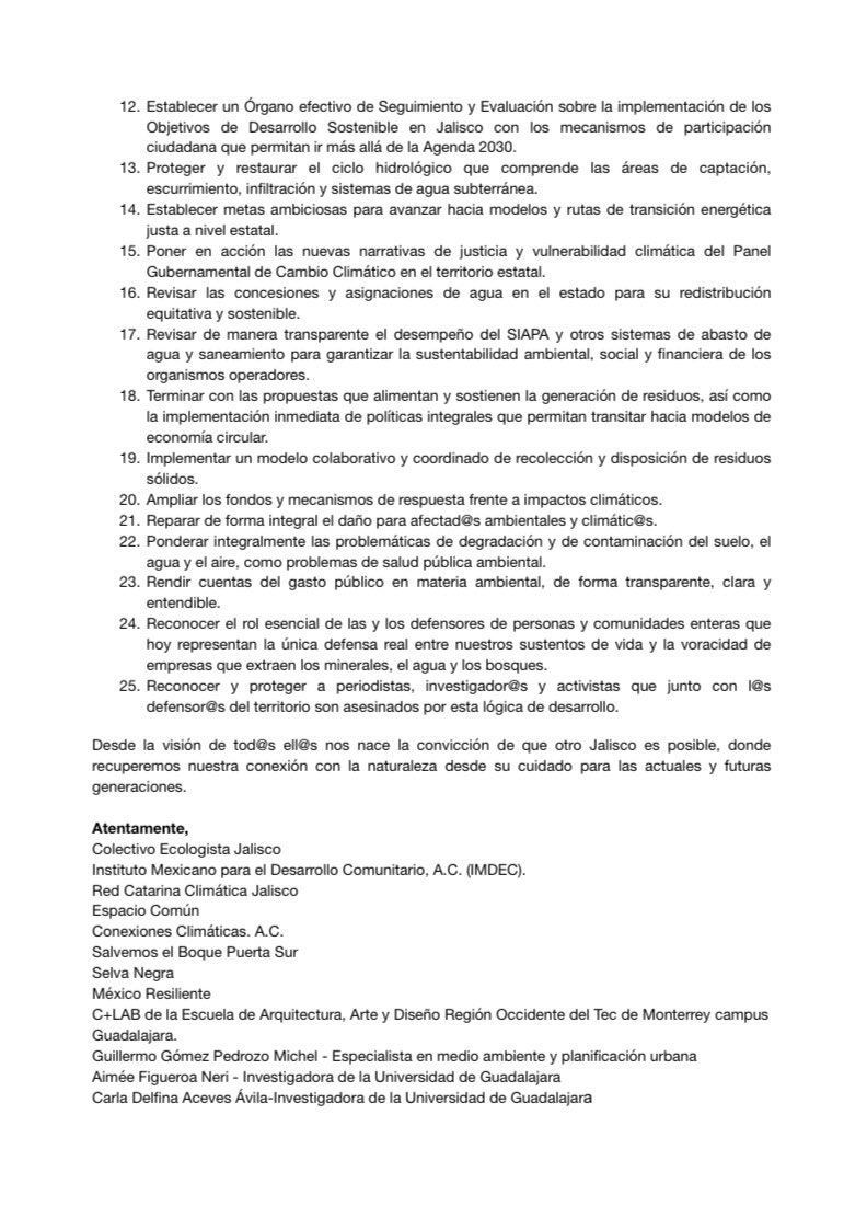 🌱#DíaMundialDelMedioAmbiente

🟢 Conoce las 25 demandas climáticas y ambientales que organizaciones sociales estamos exigiendo  y proponiendo a las nuevas auroridades electas de #Jalisco en todos sus niveles.

🔴 Es urgente reconocer el #ColapsoClimático y actuar urgentemente 🌎
