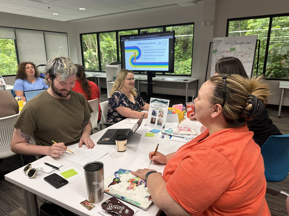 Teach_2_Empower's tweet photo. Highlight of day 2 with @OVECkyed Teacher Navigators was @LaceyEckels’ pink lab coat giving total Elle Woods vibes. That’s a wrap on summer kickoff! What an amazing group of humans! #warofthemarigolds https://t.co/Fv5efliSxu