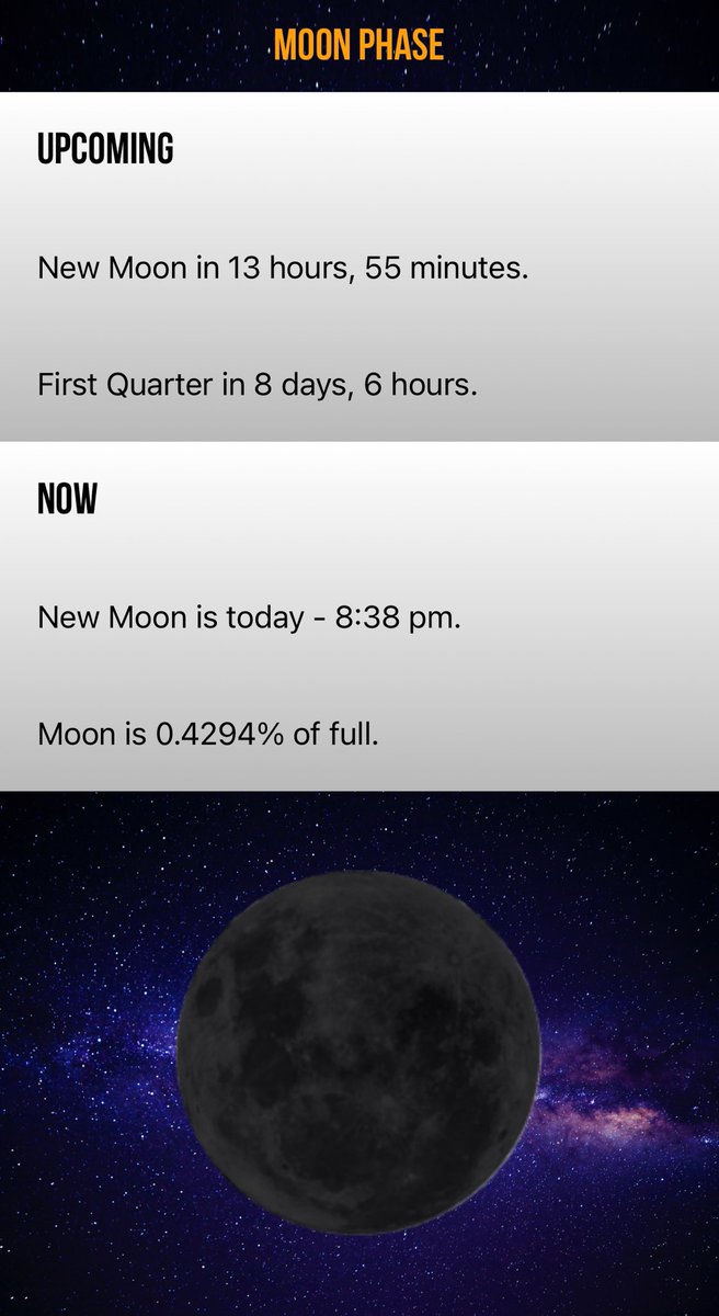 space_treasure8's tweet photo. New Moon in 13 hours, 55 minutes.
 https://t.co/hjuH4A5vH5 #moonplus #newmoon #moon 

DARK MOON 🌚 in GEMINI ♊️ https://t.co/xK28AWW7zI