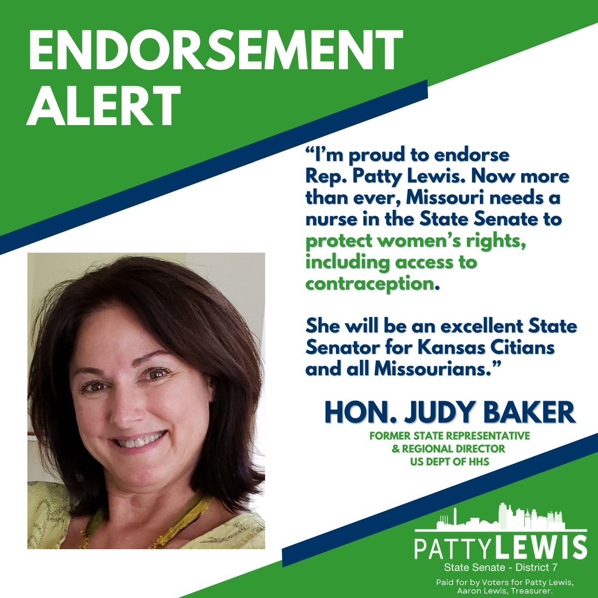 Endorsement alert!! 🚨🚨 So excited to announce that former State Rep. <a href="/Baker4MO/">Judy Baker</a> has endorsed my campaign for State Senate!
#VoteAug6th #MOLeg #MOSen #TeamPatty #Patty4MO