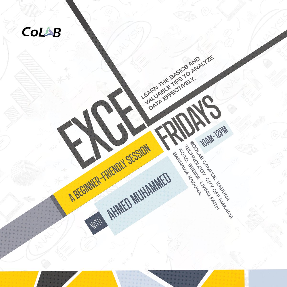 ahmed_onchain's tweet image. 📊 EXCEL FRIDAYS 📊

Get ready for another exciting session of Excel Fridays! 
Join us this week to dive deep into the world of data analysis with Excel.

🗓️ Date: Every Friday 
🕙 Time: 10:00 AM - 12:00 PM
📍 Location: @CoLab_kd Campus

#excel  #LearnExcel